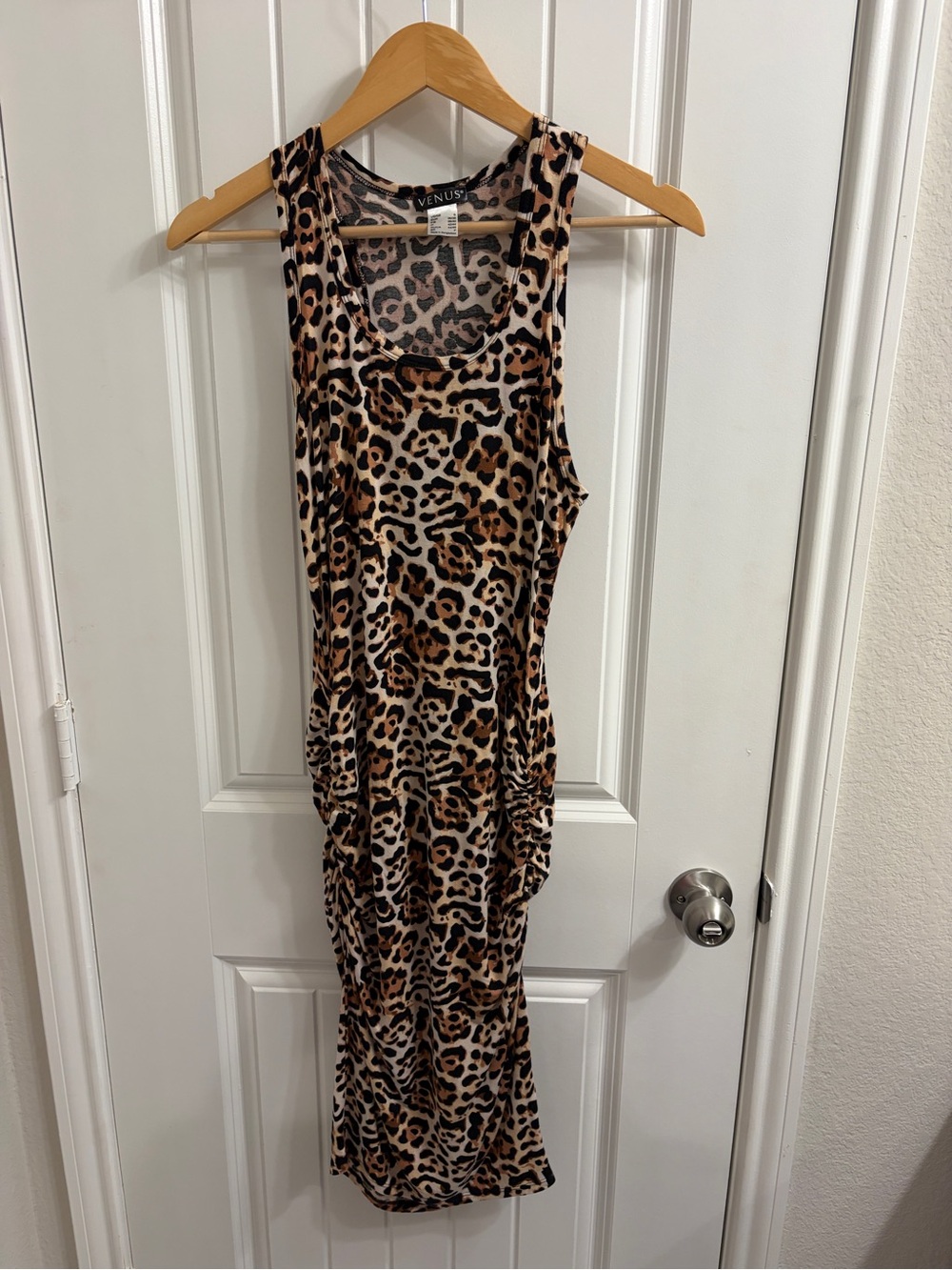 Venus Leopard Ruched Tank Dress - Size Small